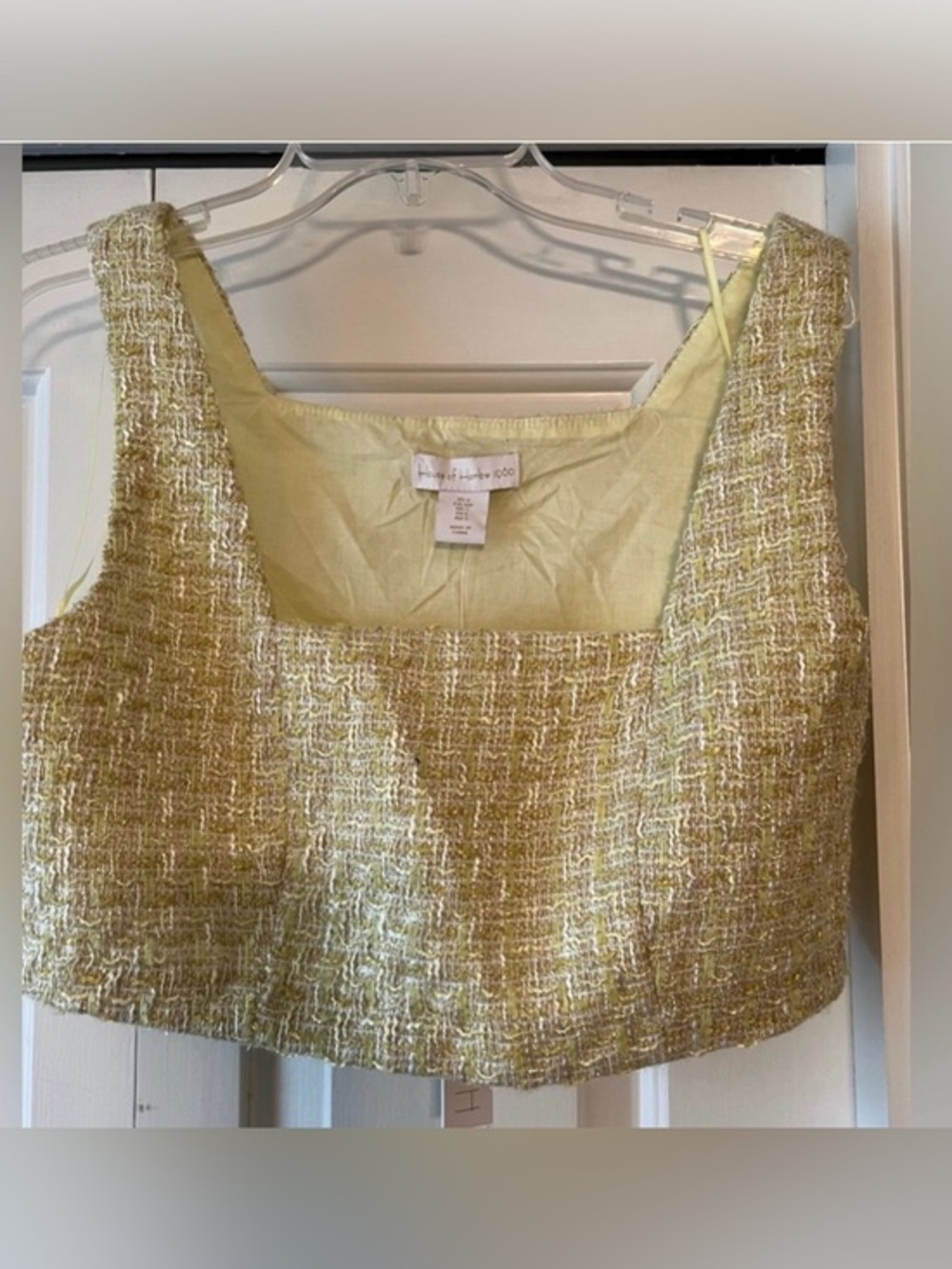 House of Harlow 1960 Yellow Boucle Classic Crop Top Retro NWT S #2320
